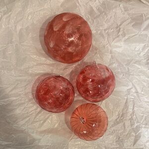 Pink Glass Ornaments Set